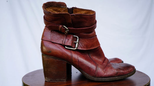Red Leather Booties