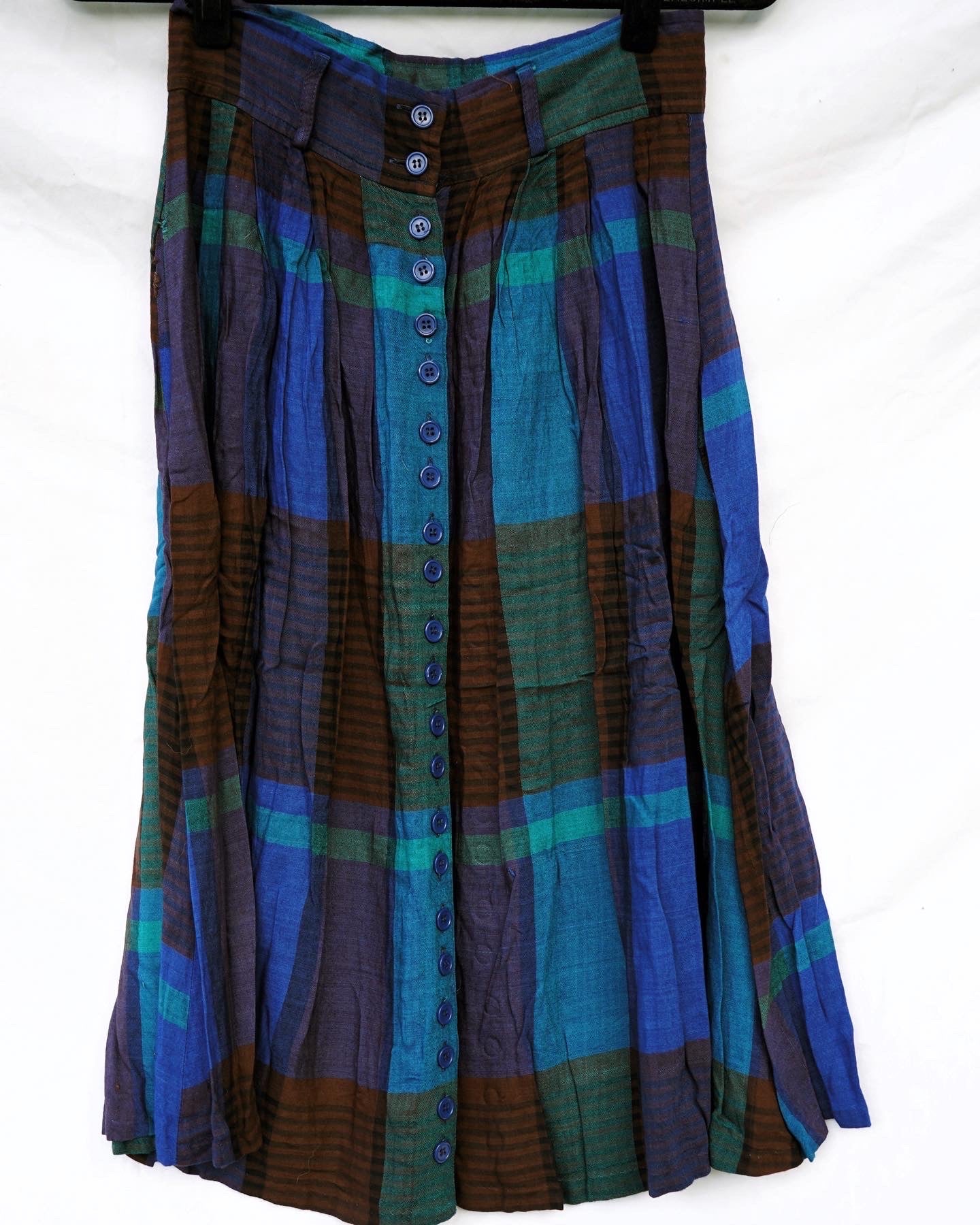 VINTAGE Plaid Button Skirt